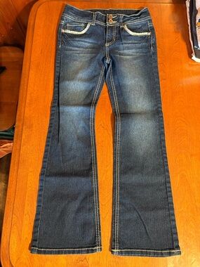 Faded Glory Dark Blue Flare Jeans with Contrast Stitching